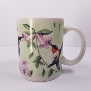 Sweet Nectar Hummingbird Coffee Mug Green Purple Floral Ceramic Store